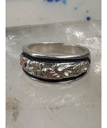Black Hills Gold ring leaves wedding band size 6.75 sterling silver wome... - $2,390.22 MXN