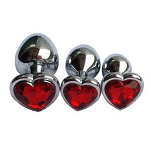 3Pcs Set Luxury Metal Butt Toys Heart Shaped Anal Trainer Jewel Butt Plug Kit S&amp; - £15.18 GBP
