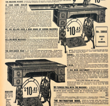 1969 New Queen Sewing Machine 1901 Repro Advertisement Sears Furniture D... - €21,52 EUR