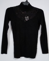 Ross Women&#39;s Winter Long Sleeves High Neck Lace Sweater Black Size S - £19.66 GBP