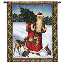 34x26 Santa Claus Father Christmas Red Holiday Winter Tapestry Wall Hanging - £65.53 GBP