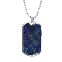 Celestial Blue Galaxy Necklace Stainless Steel or 18k Gold Dog Tag 24&quot; Chain - £37.92 GBP+