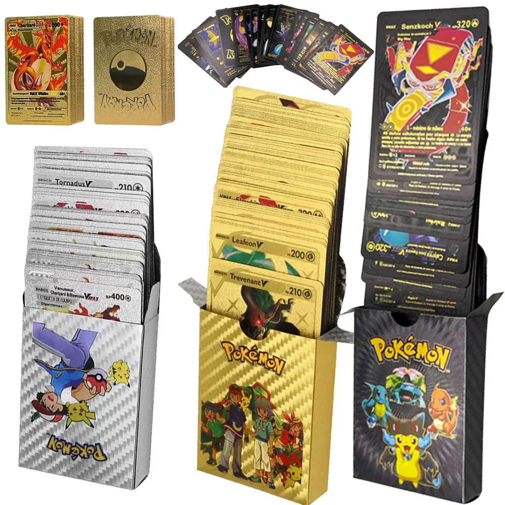 French Pokemon Card 55 pieces of Pokemon Gold Cards Golden Letters French Cards - $9.24+