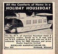 1957 Print Ad Holiday 30&#39; Houseboats Richland Mfg Richland,MO - £7.41 GBP
