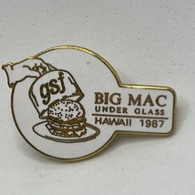 McDonald’s Big Mac Under Glass 1987 Hawaii Restaurant Enamel Lapel Hat Pin - $9.95