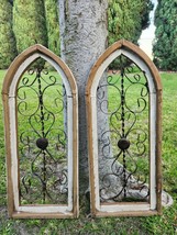 Set of 2 28&quot; Messina Farmhouse Arch Wood Window Frame Wall Decor Distres... - $57.88