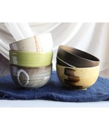 Pack Of 5 Made In Japan Colorful Brush Art Kiln Natural Glazed Ceramic B... - $54.32 CAD