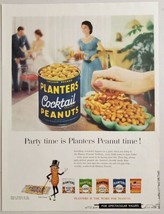 1957 Print Ad Planters Cocktail Peanuts @ Ladies &amp; a Man at Party Mr Peanut - £12.47 GBP