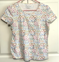 Talbots S Womens Cap Sleeve Multicolor Eyeglasses T Shirt - $7.92