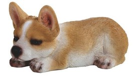 Welsh Corgi 18153 Sleepy Laying Puppy Dog Figurine 7.5&quot; L Resin - £20.52 GBP