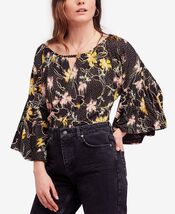 Free People Women&#39;s Last Time Printed Draped Bell-Sleeve Top, Size S - $55.99 CAD