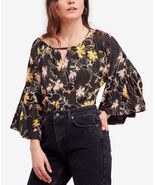 Free People Women&#39;s Last Time Printed Draped Bell-Sleeve Top, Size S - $55.99 CAD