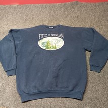 Vintage Field &amp; Stream Sweatshirt Adult 2XL Blue Nature Embroidered Sweater - $32.34