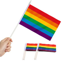 Anley Rainbow Gay Pride Mini Flag 12 Pack - Hand Held Small Miniature LGBT Flags - £6.32 GBP