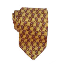 IKE BEHAR New York Silk Dress Tie Gold with Paisley 58&quot; long 3.75&quot; wide NEW - £46.76 GBP