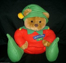 14&quot; Vintage Hallmark Chris The Elf Teddy Bear Christmas Stuffed Animal Plush Toy - £13.19 GBP