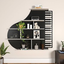 Backlit Piano Designer Wooden Wall Shelf - $310.04