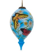 Butterfly Daisy Hand Painted Interior Glass Ornament Artist Brent Gift B... - £27.65 GBP