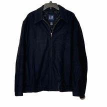 Gap Men&#39;s Large Wool Zip Up Jacket Long Sleeve 90&#39;s Collar Quilted Lined... - $35.73