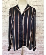 Fashion Nova Womens Small Striped Secretary Blouse Button Up Long Sleeve... - $26.00