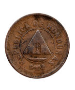 1912 Honduras 2 Centavos Bronze Coin KM #69 Very Fine Condition - €33,31 EUR