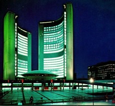 Night View Nathan Phillips Square New City Hall Toronto Canada Chrome Postcard - £2.31 GBP