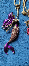 New Betsey Johnson Necklace Mermaid Purple Rhinestone Shiny Collectible Beach - £11.98 GBP