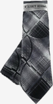Stacy Adams Men&#39;s Tie Hanky Set Black Silver Charcoal Gray Striped 3.25&quot; Wide - £17.57 GBP