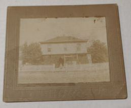 Vintage Cabinet Card Two Story house with White Picket Fence around it - £23.82 GBP