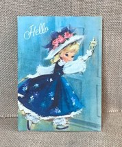 Vintage 1950s Hallmark Girl In Blue Dress Birthday Greeting Card Ephemera - $6.93
