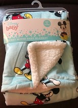 Disney Baby Mickey Mouse Bright Aqua Print Reversible Baby Blanket 40&quot; X 30&quot; Nwt - £11.29 GBP