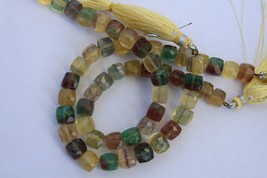 Natural, 8 inch long strand faceted Multi Fluorite cube beads, 7--7.5 mm app, fl - £23.97 GBP