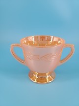 VINTAGE FIRE KING PEACH LUSTER &quot;LAUREL LEAF&quot; PEDESTAL SUGAR  BOWL - $5.00