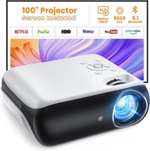 Projector, Native 1080P Bluetooth Projector With 100&#39;&#39; Screen, 9500L, An... - $90.92