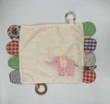 Modern Baby Pink Elephant Security Blanket Teether Taggie Crinkle Lovey ... - $19.99