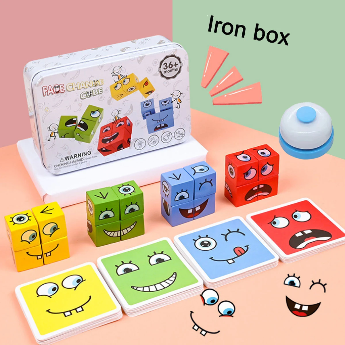 Expression Wooden Blocks Blocos For Children Kids Toys Gift Cube Face Changing - £12.11 GBP+