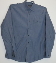 Calibrate Trim Fit Blue Mens Long Sleeve Button Down Casual Shirt Large - £18.83 GBP