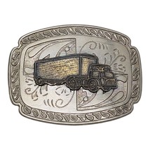 VINTAGE 1970s 18-WHEELER SEMI-TRUCK  BELT BUCKLE NICKEL SILVER COOL 4&quot; x 3&quot; - $24.99