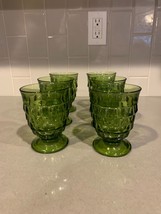 Indiana Glass Whitehall Colony  Footed Avocado Juice Glasses 8 oz SET OF 6 - £30.23 GBP