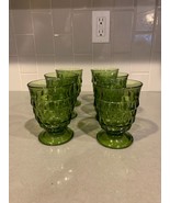 Indiana Glass Whitehall Colony  Footed Avocado Juice Glasses 8 oz SET OF 6 - £30.36 GBP