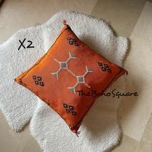 Set Of 2 Handmade &amp; Hand-Stitched Moroccan Sabra Cactus Pillow Cushion, ... - £95.08 GBP