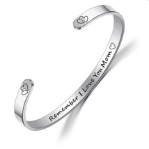 NEW Stainless Steel Open Bangle Bracelet &quot;Remember I Love You Mom&quot; - £8.69 GBP