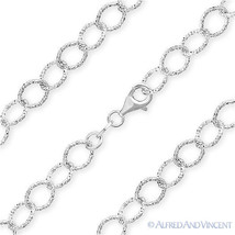 Solid .925 Italy Sterling Silver Rhodium Plated 6.4mm Cable Link Chain Necklace - £43.63 GBP+