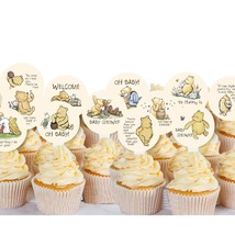 Winnie Quotations Cupcake Toppers 48 Pcs 12 Designs Classic Pooh Baby Shower Dec - £16.02 GBP