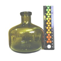 Handmade Blown Glass Onion Bottle Sage Green Bubbles Transparent Art 5 i... - $49.73