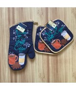 Oven Mitt and Pot Holders Coffee Time Set of 3 Quilted - $285.51 MXN
