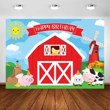 Farm Backdrop For Kids Birthday Party Decorations Red Barn Farm Animal Photograp - £24.80 GBP