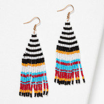 Plunder Earrings (New) Gladys - MULTI-COLOR Seed Beads 3.5&quot; Drop (PE866) - £17.34 GBP