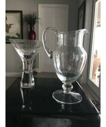 Vintage Crystal Martini Glass with Crystal Pitcher  - $38.18 CAD