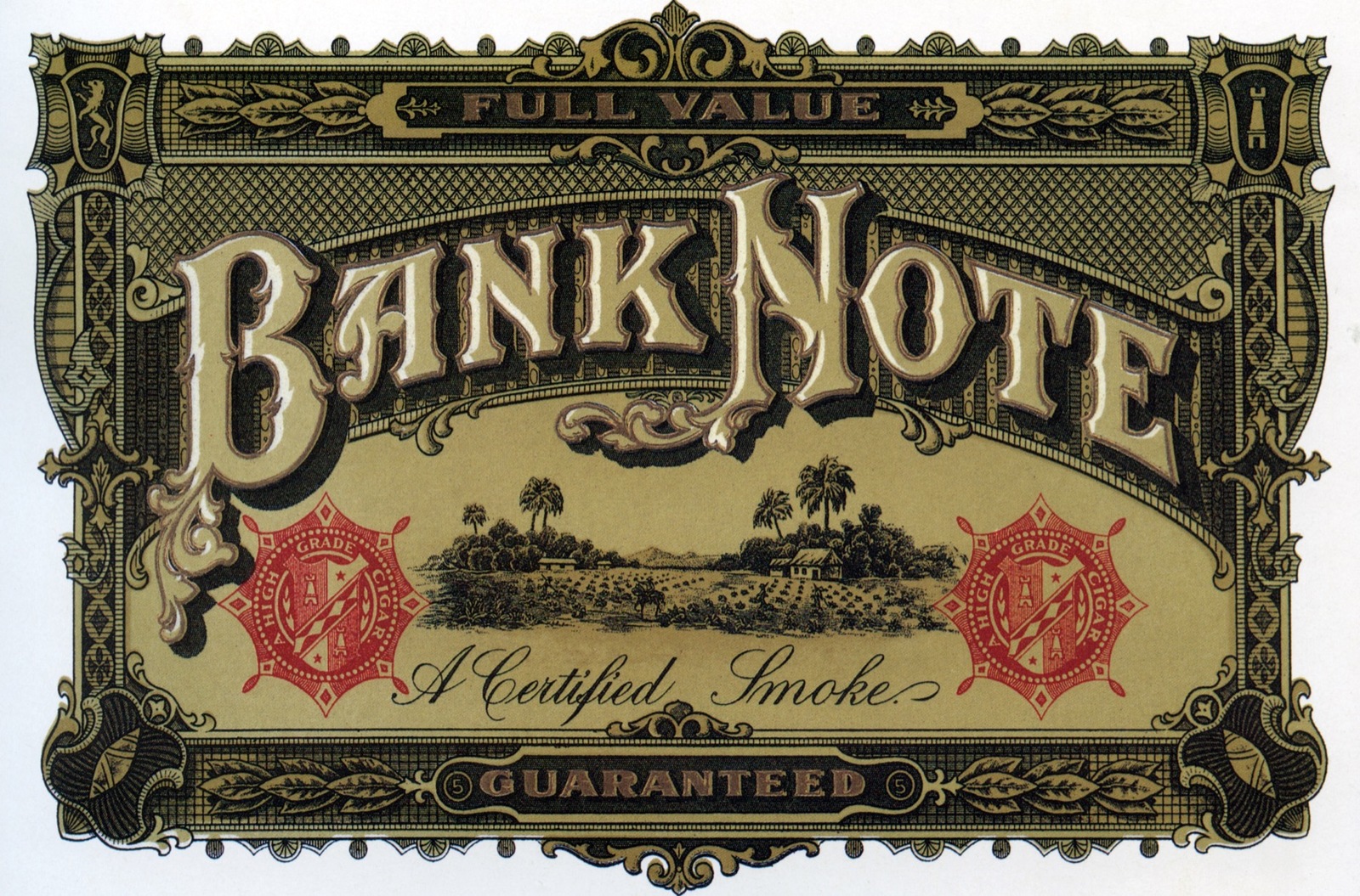 Decor Cigar Poster. Fine Graphic Art Design. Bank Note. Home Shop Wall A... - $17.10+